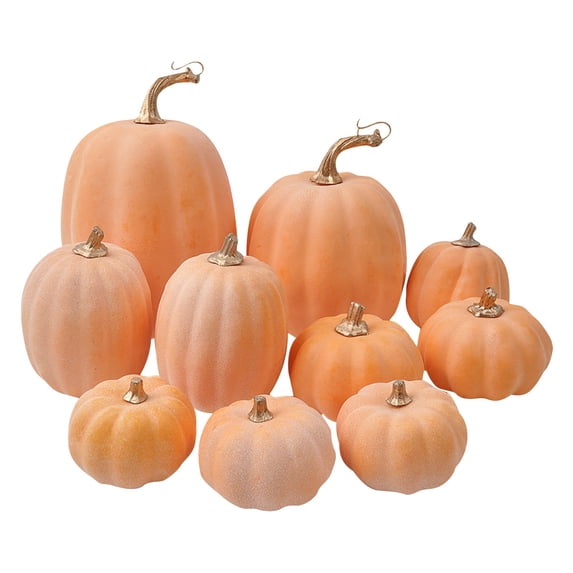 PPKVUFD 10Pcs Artificial Pumpkins of All Styles Halloween Decoration Rural Style Farmhouse Foam Pumpkin Harvest Season Thanksgiving Day for Table Top House Dining Table Party Decoration(Style6-E)