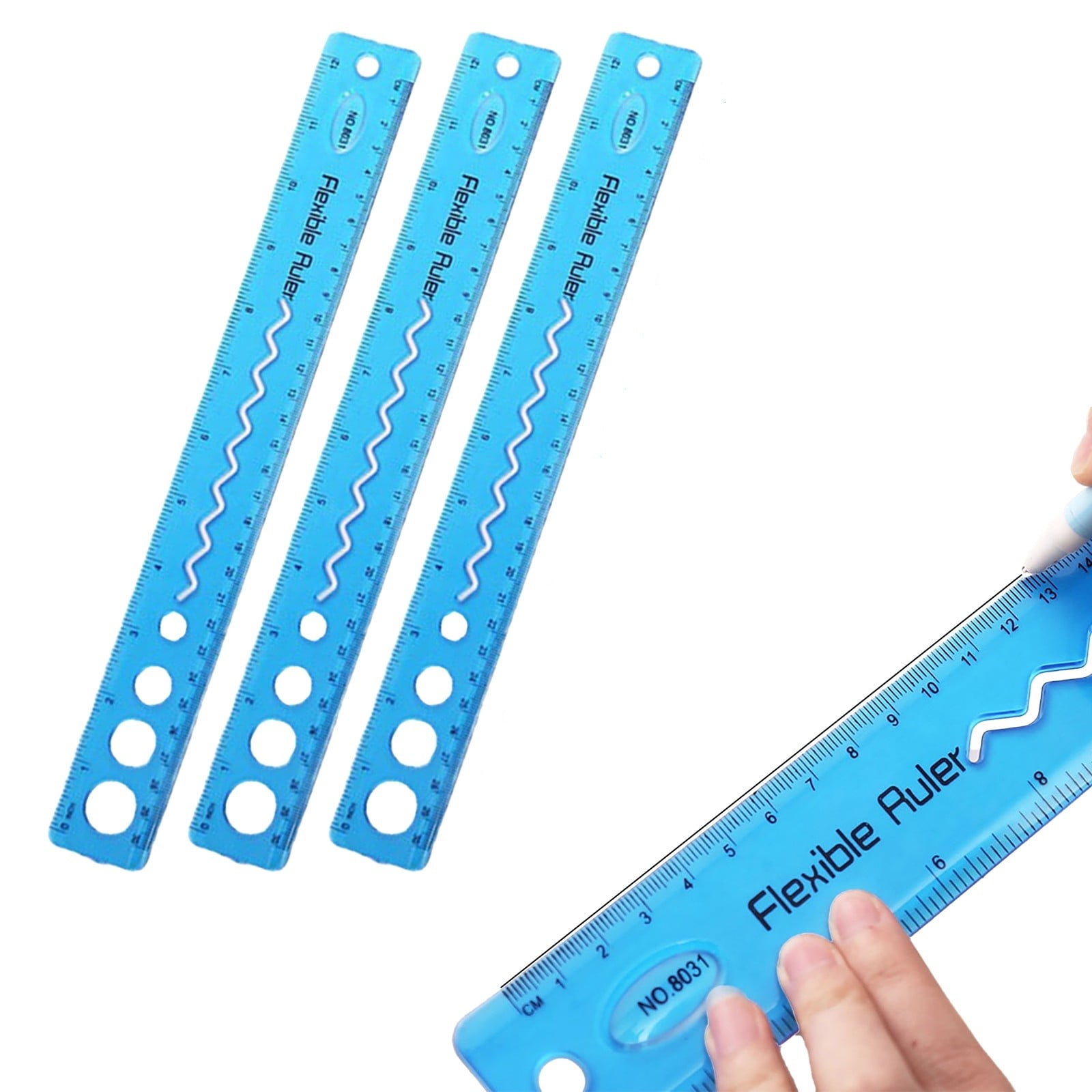 PPKVUFD 12 Inch, 3 Pack, Flexible Ruler with Centimeters and Inches ...