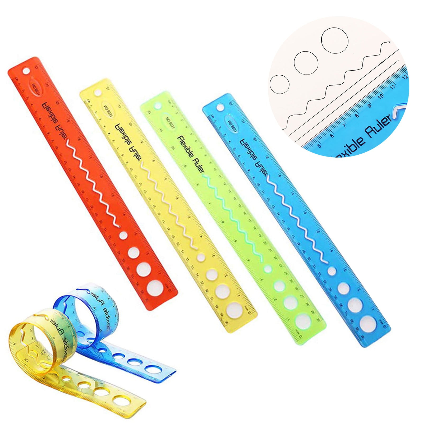 PPKVUFD 12 inches (30 cm) Flexible Ruler, Rubber Plastic Ruler ...
