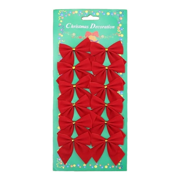 PPKVUFD 12PCS Christmas Bows, 2 x 2Inch Glitter Ribbon Bow Small Bows for Crafts, Twist Tie Bow for Gift Wrapping Wreaths Christmas Tree Hanging Ornaments Party Wedding Decorations(Red)