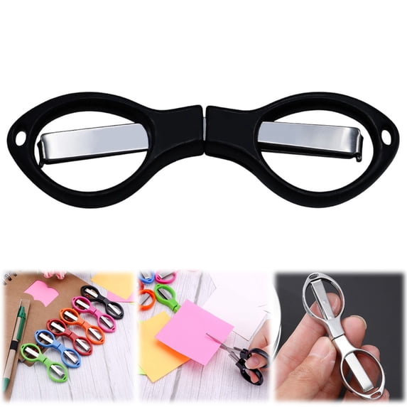 PPKVUFD 1PCS Folding Scissors, Portable Travel Scissor, Gift for Men Glasses Shaped Mini Shear Telescopic Cutter, Anti Rust Stainless Steel Scissors for Fishing Sewing Home Office