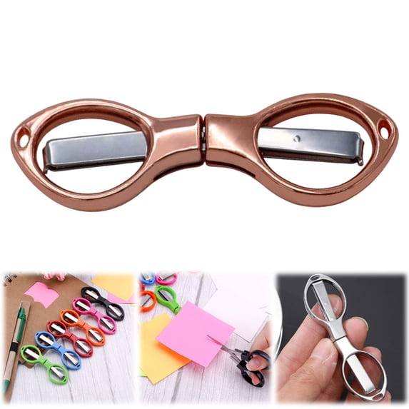 PPKVUFD 1PCS Folding Scissors, Portable Travel Scissor, Gift for Men Glasses Shaped Mini Shear Telescopic Cutter, Anti Rust Stainless Steel Scissors for Fishing Sewing Home Office