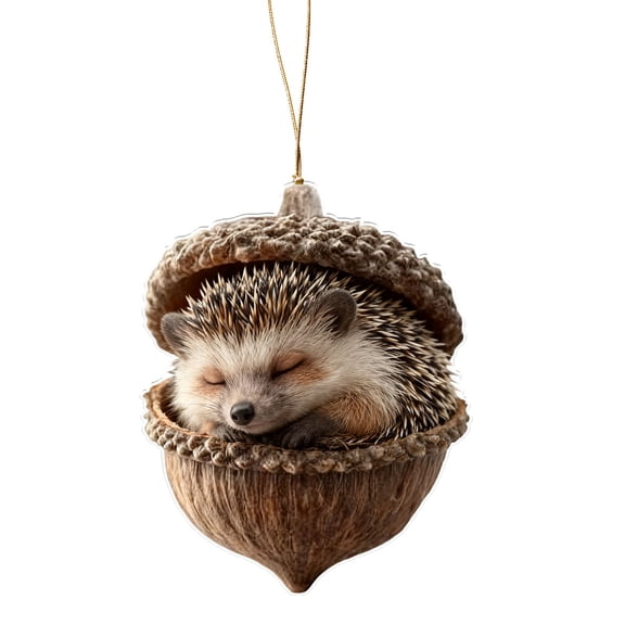 PPKVUFD 1PCS Forest Animal Acorn Ornaments – Cozy Forest Woodland Christmas Ornaments for Christmas Tree – Pine Cone Animal Decor, 2D Flat Acrylic Hanging Ornament for Home Decor(01-G)