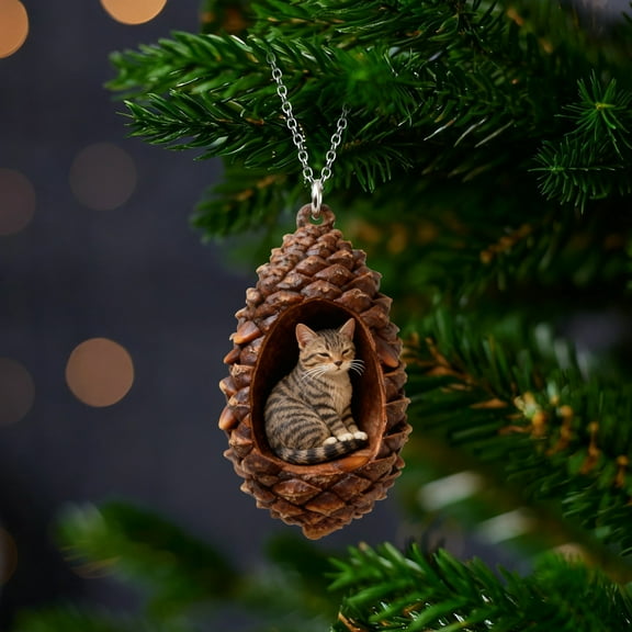 PPKVUFD 1PCS Forest Animal Pinecone Ornaments, Forest Woodland Christmas Ornaments for Christmas Tree, Pine Cone Animal Decor, 2D Acrylic Hanging Ornament for Home Decor