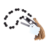 PPKVUFD 1Pack Halloween Wooden Bead Garland with Tassel 27.5In Rustic Farmhouse Bead Garland with Ghost Tag Beaded Tiered Tray Decor for Halloween Shelf Tiered Tray Wall Decor