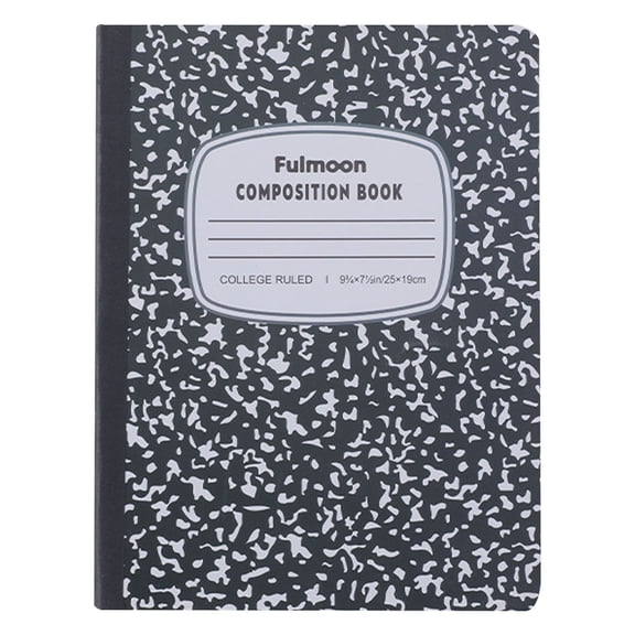 PPKVUFD 1Pc Composition Notebook, Wide Ruled Paper, 9-3/4 x 7-1/2 Inches, 200 Pages (100 Sheets), Black Marble Covers, Wide Ruled Notebook
