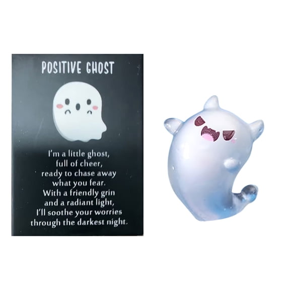 PPKVUFD 1Pc Glow in The Dark Mini Ghost Figures with Box, Light-Up Ghost Figurines with Thank You Cards and Mini Box Glow-in-The-Dark Miniature Resin Ghost Model for Halloween Home Decorate