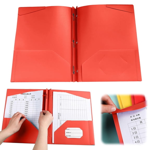 PPKVUFD 1Pc Orange Plastic Folders with Pockets, Heavy Duty 3 Prong Folders with Interior Pocket and Card Slot, Poly 2 Pocket Folders for Office, and Home (Style4-Orange)