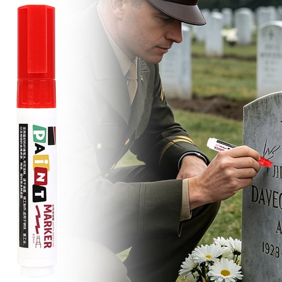 PPKVUFD 1Pc Tombstone Marker Pen, Weatherproof Quick Drying Paint Marker for Restoring Faded Grave Inscriptions for Gravestone Lettering and Memorial Inscriptions, Strong Coverage