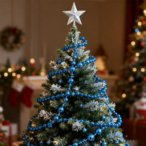 PPKVUFD 1Pcs 9ft Christmas Garland Christmas Tree Blue Bead Decoration Blue Bead Garland Twist Bead String for Christmas Tree Decorations, Rustic Christmas Garland Ornaments for Home Decor