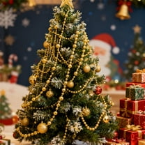 PPKVUFD 1Pcs 9ft Christmas Garland Christmas Tree Gold Bead Decoration Gold Bead Garland Twist Bead String for Christmas Tree Decorations, Rustic Christmas Garland Ornaments for Home Decor