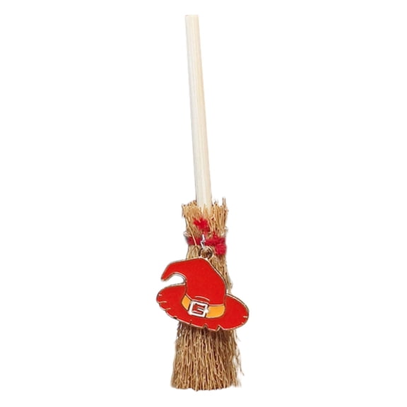 PPKVUFD 1Pcs Cute Mini Witch Broomstick Charms, Miniature Broom Props, Small Dollhouse Witch Broomstick with Pendant, Halloween Witchcraft Decoration, DIY Broom Ornament for Party