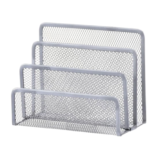 PPKVUFD 1Pcs Desk Mail Organizer, File Holder Letter Sorter with 3 Vertical Upright Metal Mesh Compartments Document, Filing, Folders, Mail, Paper Organizer for Home or Office Desktop, Silver