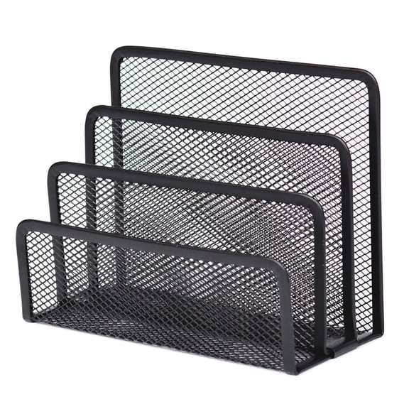 PPKVUFD 1Pcs Desk Mail Organizer, File Holder Letter Sorter with 3 Vertical Upright Metal Mesh Compartments Document, Filing, Folders, Mail, Paper Organizer for Home or Office Desktop