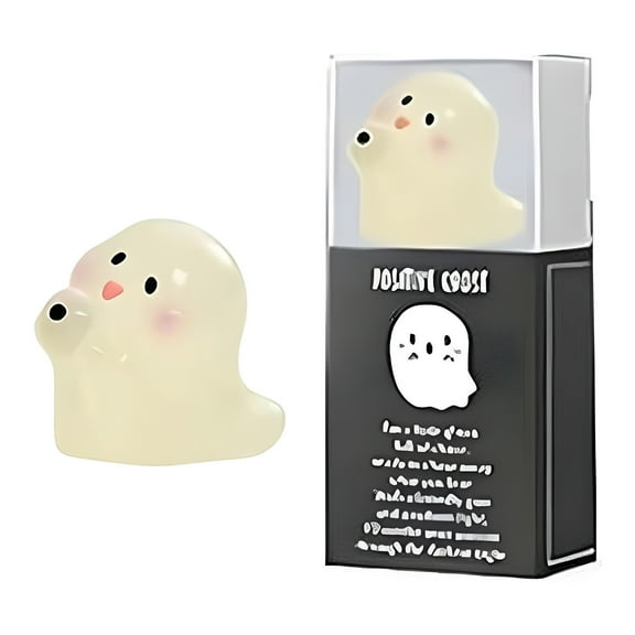 PPKVUFD 1Pcs Halloween Ghost Party Favors Glow in The Dark Gift Resin Spirit Figures with Boxes and Positive Cards Mini Luminous Positive Ghost for Basket Stuffer Office Table Decor