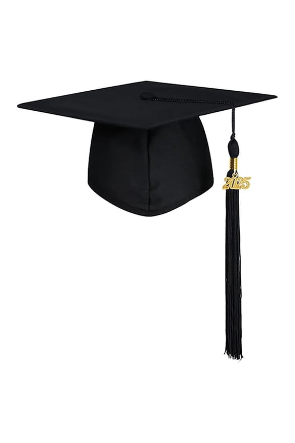 1Pcs Matte Graduation Cap with 2025 Tassel for High School & Bachelor Master