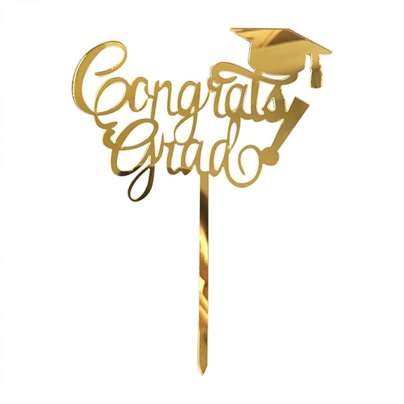 PPKVUFD 1Pcs Personalized Graduation Cake Topper 2025 Congrats Graduation Cake Toppers Double Sided Glitter Congratulations Cake Decorations for College High School, Gold