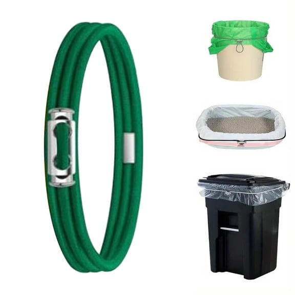PPKVUFD 1Pcs Trash Can Bands, Fits 13 to 32 Gallon Cans, Elastic Rubber Bands for Kitchen/Office/Garage, Secure Garbage Bags(Green)