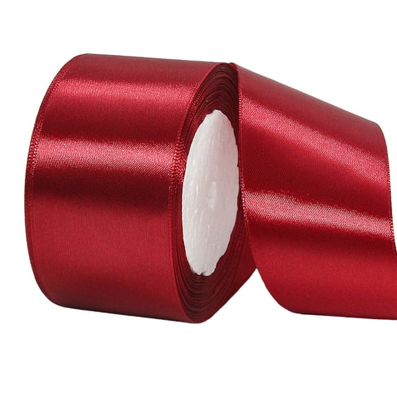 PPKVUFD 2 Inch x 25 Yards Wide Satin Ribbon Solid Fabric Large Ribbon for Cutting Ceremony Kit Grand Opening Chair Sash Table Hair Car Bows Sewing Craft Gift Wrapping Wedding Party Decoration