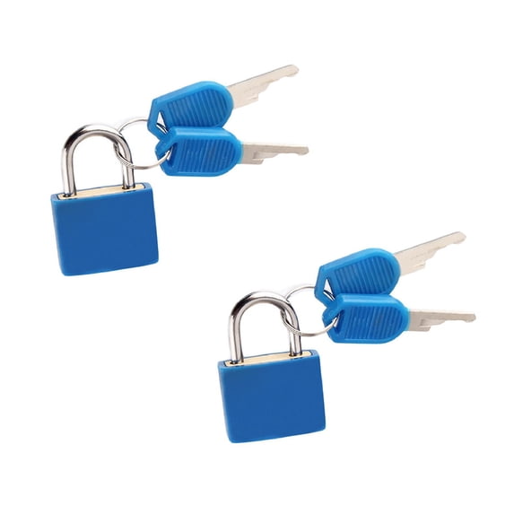 PPKVUFD 2 Pack Mini Key Lock with 2 Keys for Locker, 23mm Heavy Duty Pad Lock with Key Blue Waterproof Padlocks Keyed Alike Gym Locker Lock for Indoor and Outdoors Use