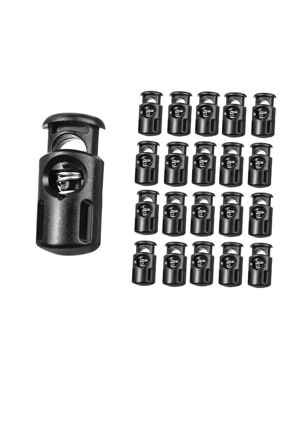 20 PCS Plastic Spring Cord Locks, Paracord Toggle Stopper Clasps for Drawstring Sweatpants Hat Hoodie String Clip Elastic Shoeslace Lock Swim Goggles Replacement Accessories