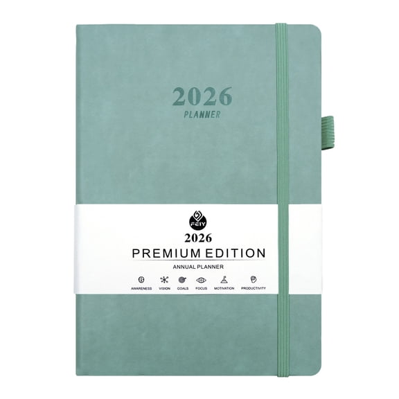 PPKVUFD 2026 Planner - Jan. 2026 - Dec. 2026, Weekly & Monthly Planner 2026, 5.71'' x 8.46'', Faux Leather Cover, Pen Loop, Elastic Band, Inner Pocket, Bookmarks, Note Pages, Perfect Organizer