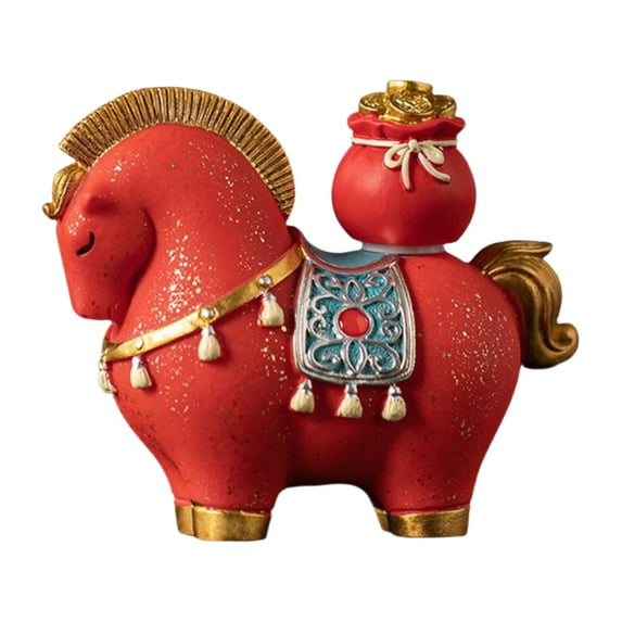 PPKVUFD 2026 Year of The Horse Chinese New Year Ornaments 1Pcs Resin Horse Statue Tabletop Ornament Spring Festival Cute Zodiac Gift Blessing Souvenir Home Office Store Restaurant Tabletop Decors