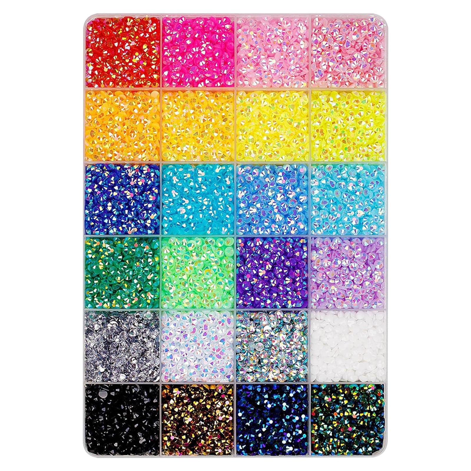 PPKVUFD 24 Colors Resin Jelly Rhinestones for Bedazzling, 3mm 24000 Pcs Flatback Gems for Crafting, Bedazzling Kit with 3Pcs B7000 Glue for Clothing Shoes Nail Book Diamond Art
