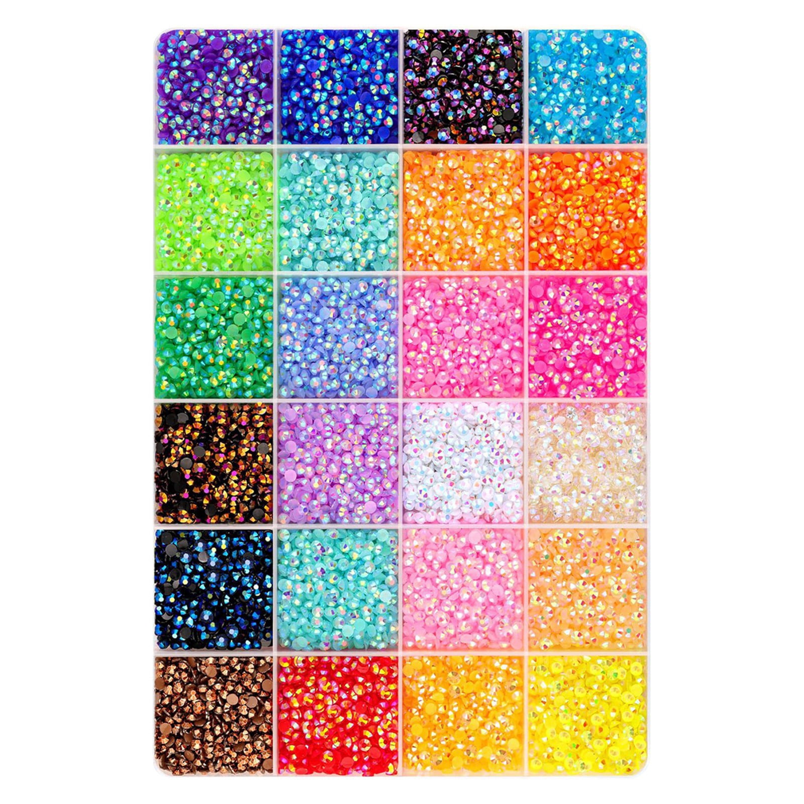 PPKVUFD 24 Colors Resin Jelly Rhinestones for Bedazzling, 3mm 24000 Pcs Flatback Gems for Crafting, Bedazzling Kit with 3Pcs B7000 Glue for Clothing Shoes Nail Book Diamond Art