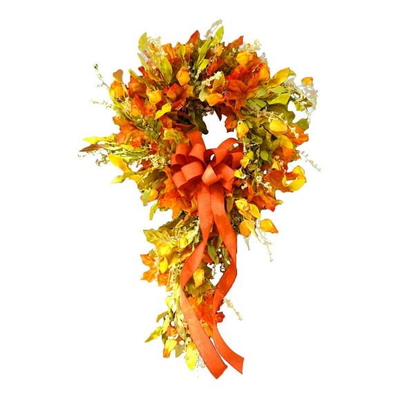PPKVUFD 24" Fall Wreaths for Front Door, Artificial Autumn Wreath Fall Door Wreath with Wicker Maple Leaves for Home Porch Window Wall Farmhouse Decor Indoor Outdoor Holiday
