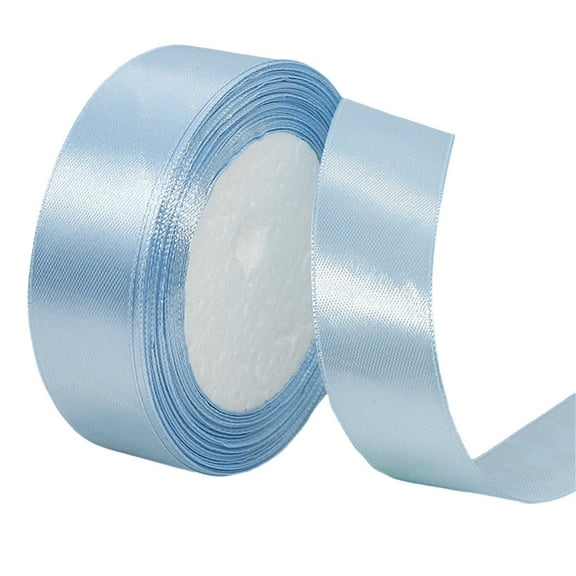 PPKVUFD 25 Yards Light Blue Satin Ribbon 1 inch, Single Face Polyester Silk Fabric Hair String Ribbon for Craft, Flower Bouquets, Gift Wrapping, Wedding, Bow Making and Valentines Decoration