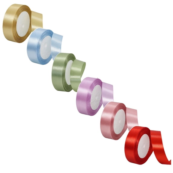 PPKVUFD 25 Yards Satin Ribbon 1 inch, Single Face Polyester Silk Fabric Hair String Ribbon for Craft, Flower Bouquets, Gift Wrapping, Wedding, Bow Making and Valentines Decoration(6 Rolls)