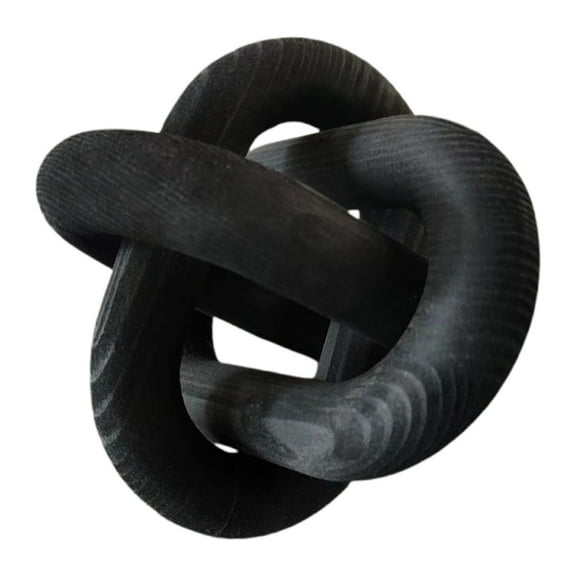 PPKVUFD 3-Link Wood Chain Link Decor, Black Wood Knot Decor, Coffee Table Decor, Hand Carved Farmhouse Decor for Home, Boho Decor for Shelf Entryway Table Scape Decoration