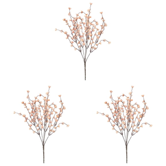 PPKVUFD 3 Pcs Cherry Blossom Branches 16 Inch Orange Fake Flowers Spring Decorations for Home Decor, Artificial Flowers Long Stem Branches for Vase Wedding Office Party Table Decor Centerpieces