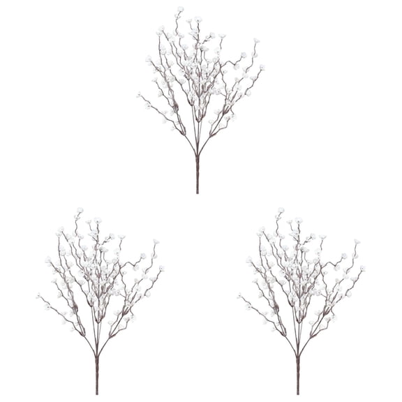 PPKVUFD 3 Pcs Cherry Blossom Branches 16 Inch White Fake Flowers Spring Decorations for Home Decor, Artificial Flowers Long Stem Branches for Vase Wedding Office Party Table Decor Centerpieces