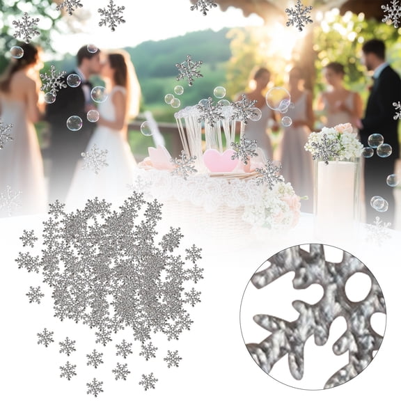 PPKVUFD 300Pcs Snowflakes Confetti Decorations for Christmas, Silver Winter Confetti Snow Party Pack for Wedding Birthday Holiday Party Table Decorations Supplies