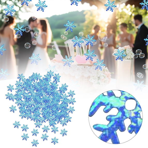 PPKVUFD 300Pcs Snowflakes Confetti Decorations for Christmas, Sky Blue Winter Confetti Snow Party Pack for Wedding Birthday Holiday Party Table Decorations Supplies