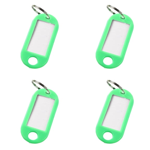 PPKVUFD 4 Pcs Plastic Key Tags, Green Key Keychain Tags with Labels, Key Chain Label Tags Identifiers ID Tags with Split Ring (Green)