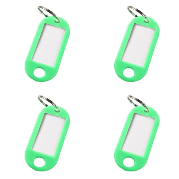 PPKVUFD 4 Pcs Plastic Key Tags, Green Key Keychain Tags with Labels, Key Chain Label Tags Identifiers ID Tags with Split Ring (Green)