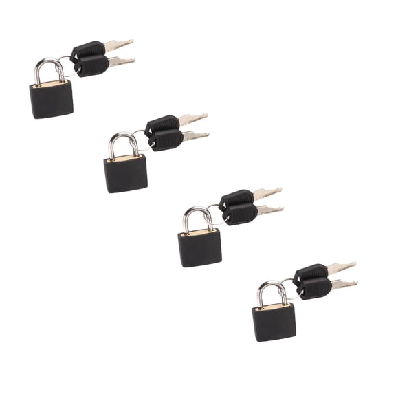 PPKVUFD 4 Pcs Suitcase Locks with Keys Black Mini Keyed Padlock Metal Padlock Luggage Padlocks Plastic-Covered Copper Keyed Padlock for Suitcase, Backpack, Boxes, Laptop Bag