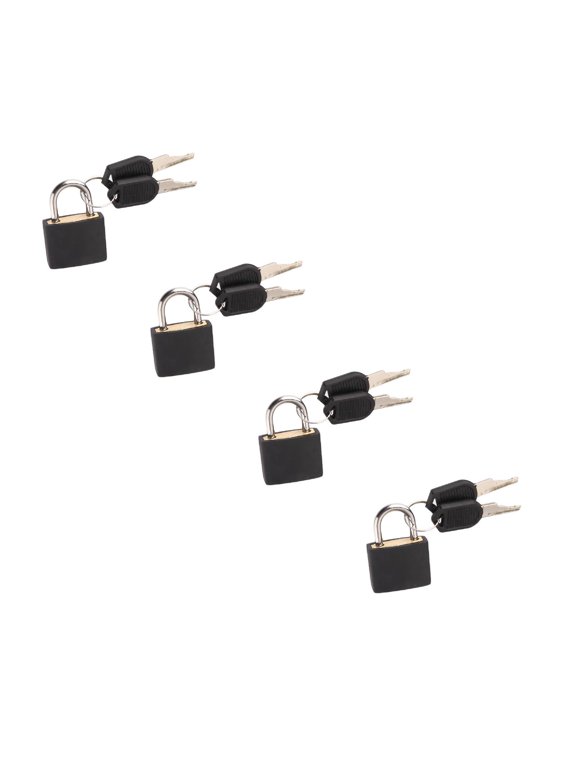4 Pcs Suitcase Locks with Keys Black Mini Keyed Padlock Metal Padlock Luggage Padlocks Plastic-Covered Copper Keyed Padlock for Suitcase, Backpack, Boxes, Laptop Bag