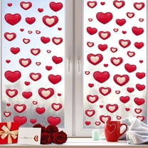 PPKVUFD 4 Sheets Valentines Day Window Clings Decor, Cute Heart Stickers for Valentines Day Decorations, Decals for Home Office Glass Windows