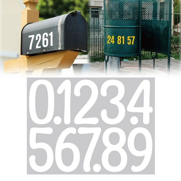 PPKVUFD 4 inch Reflective Mailbox Numbers Sticker (0-9, 1 Set) for Outside, Strong Self Adhesive Vinyl House Numbers for mailbox, Signs, Door, Cars, Trucks, Home, Business, Address Number
