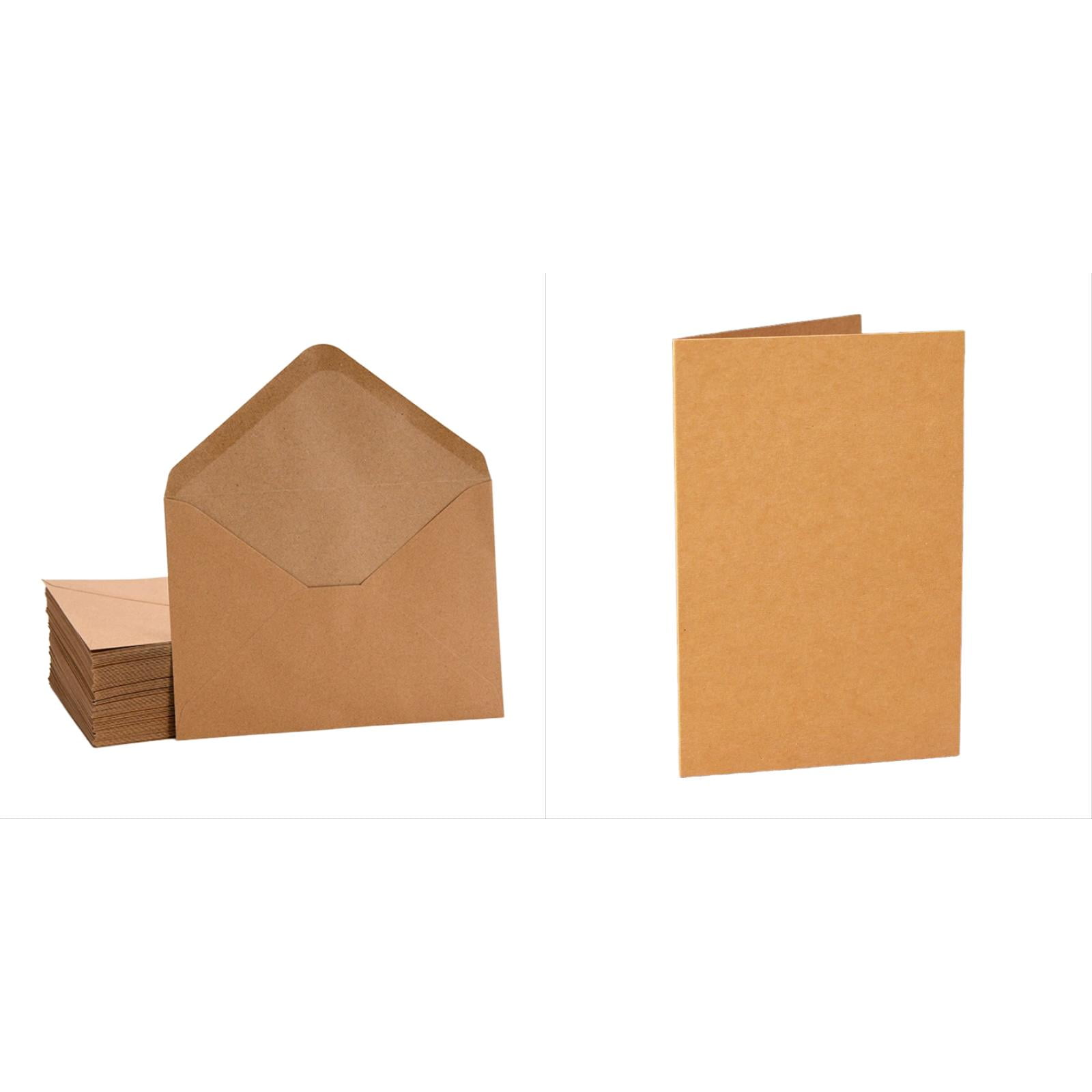 PPKVUFD 50 Pack Blank Cards and Envelopes 4.3 x 6.3 inches, Brown Blank Note Cards Greeting Cards and Envelopes Set, Folded Cardstock with Envelope for DIY Greeting Card, Thank You Card, Invitations