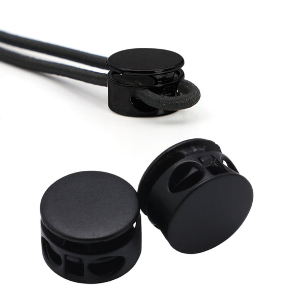 PPKVUFD 50 Pcs Metal Cord Locks Double Hole Spring Cord End Toggle Stoppers Round Sliding Cord Fastener Buttons for Drawstrings Bags, Backpacks, Clothing, Shoelaces