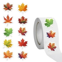 PPKVUFD 500Pcs Fall Thanksgiving Leaf Stickers 10 Styles Maple Leaf Decals 1in Holographic Self Adhesive Label Stickers Roll for Autumn Party Cards Seal Envelopes Supplies Decorations