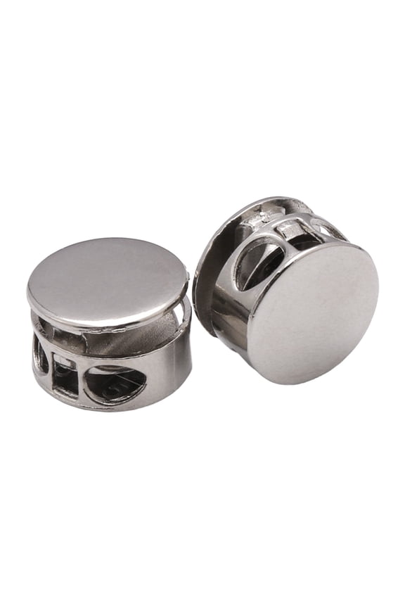 50Pcs Metal Cord Locks, 3.5mm Double Hole Spring Stopper Fastener Slider Toggles End for Drawstrings Bags Backpack Clothing Lanyard (Style1-Silver)