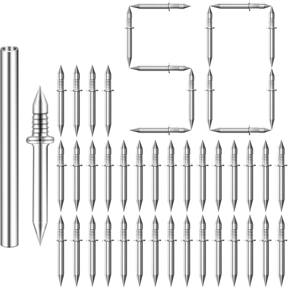 PPKVUFD 50pcs Double Head Skirting Nails with 1 Tool - Invisible Seamless Baseboard Screws for Solid Wood Trim, Double-Sided Installation