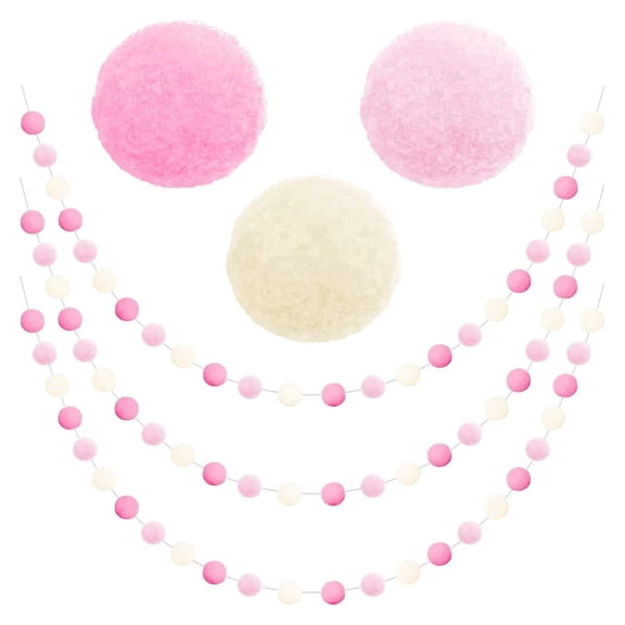 PPKVUFD 6.6FT Pom Pom Garland Easter Decorations Spring Home Decor Indoor Living Room Wall Classroom Xmas Tree, Cute Hanging Rainbow Colorful Felt Ball Garland Wedding Birthday Party Supplies