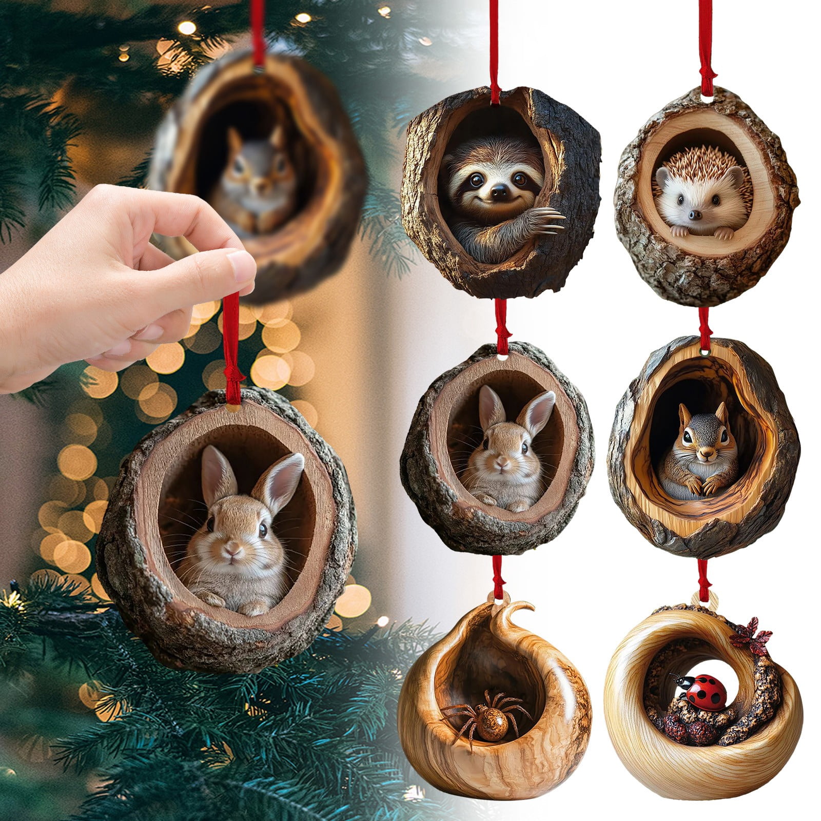 PPKVUFD [6 PCS] Spring Animals Ornaments, 2025 Tree Creatures Acrylic ...